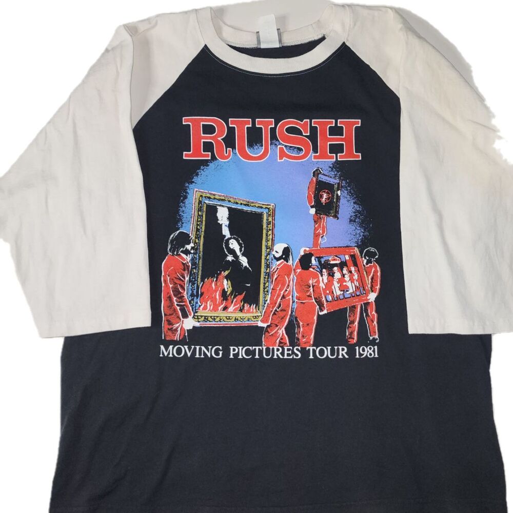 Vintage RUSH Moving Pictures World Tour 1981 Raglan T-Shirt Size L